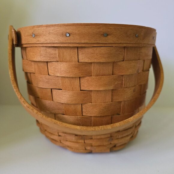 Longaberger Handwoven Small Basket With Handle 1993 Dresden Ohio USA Signed MIC - Picture 15 of 16
